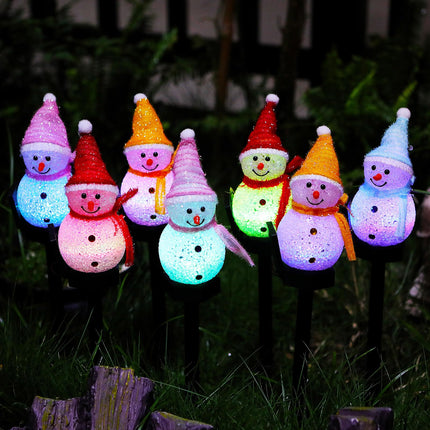 Outdoor Christmas Decorations -Christmas Light Stakes for Yard-Snowman Solar Lights-Snowman Christmas Ornaments for Yard Garden Lawn Landscape Patio Walkway Decor
