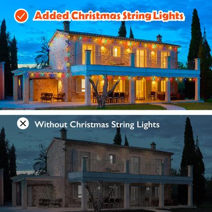 100FT Christmas Outdoor String Lights, Indoor C7 Light Strand with 66 Multi Color Strawberry LED Bulbs, Waterproof Linkable Green Wire Christmas Lights for Outside Bistro Cafe Party Christmas Tree