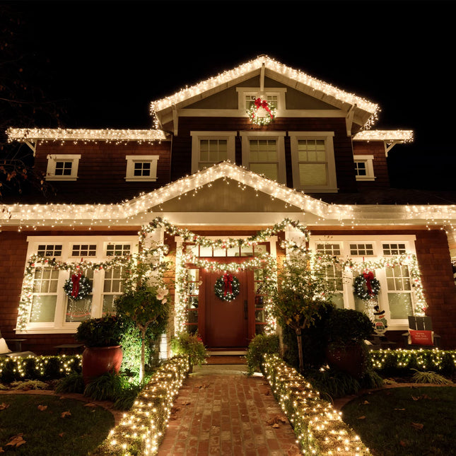 Twinkle Star 360 LED Icicle Lights for Outside - 29.5ft 8 Modes Christmas Lights Outdoor with 60 Drops, Plug in Fairy String Lights for Room Party Xmas Decorations, Warm White
