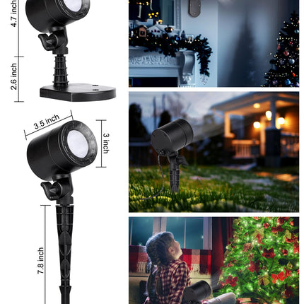 Christmas Snowflake Projector Lights Outdoor, Led Rotating Snowfall Show Lights Waterproof Landscape Decorative Christmas Light Lighting for Xmas Holiday Garden Indoor Home Decoration Show