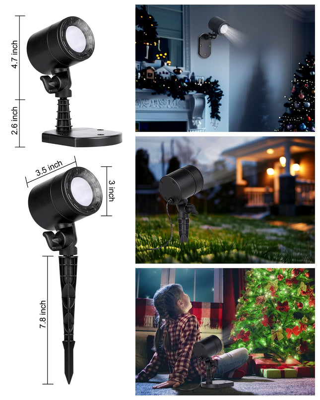 Christmas Snowflake Projector Lights Outdoor, Led Rotating Snowfall Show Lights Waterproof Landscape Decorative Christmas Light Lighting for Xmas Holiday Garden Indoor Home Decoration Show