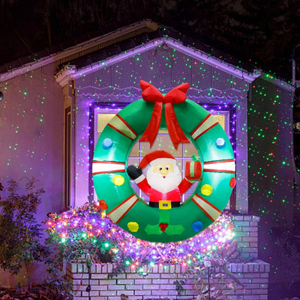 ATDAWN 3ft Christmas Inflatables Blow Up Yard Decorations, Inflatable Santa Claus Sitting on Christmas Wreath Outdoor Decoration, Blow Up Hanging Christmas Wreath for Christmas Yard Garden Decorations