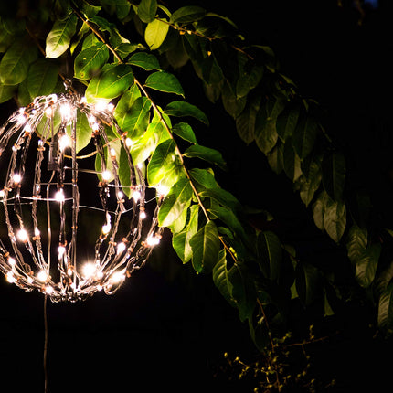 Elf Logic 12” Outdoor/Indoor LED Christmas Light Ball with Automatic Timer. Durable, Waterproof, Long-Lasting, Lightweight Bright Light Ball. Warm LED Lights for Holiday Decor, Patio, Wedding Decor