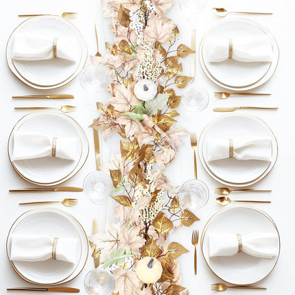 6FT Fall Garland Decor, White Pumpkin & Maple Leaves Garland, Fall Decorations Outdoor/Indoor for Mantle Fireplace Home Porch Thanksgiving Party, White