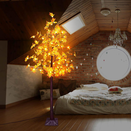 Mycznsyard 120 LED Maple Tree Light 6Ft Lighted Maple Tree 16.4FT Plug in 8 Modes for Outdoor Holiday Decor Christmas Wedding Easter Halloween Thanksgiving Fall（Warm White）