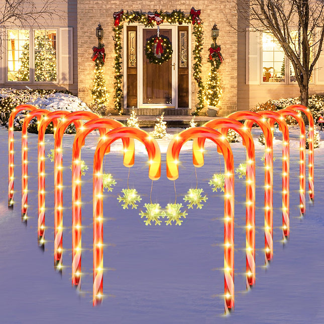 Solar Candy Cane Lights Christmas, 12pcs Christmas Candy Cane Outdoor Pathway Lights, 20" Candy Canes Outdoor Decorations with Hanging Star,Candy Cane Lights for Garden/Lawn/Tree/Pathway/Patio