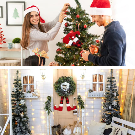 Aoriher 2 Pieces Christmas Elf Legs Buffalo Plaid Elf Feet Christmas Decorations Plush Stuffed Elf Leg with Fixed Wire Christmas Tree Festive Decorative Ornaments for Holiday Party(Red Black)