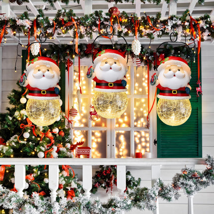Christmas Solar Lanterns Christmas Outdoor Hanging Lantern Xmas Decorative Lamps Decor for Garden, Patio, Yard, Porch, Xmas Holiday Party Decor Christmas Women (Santa Claus)
