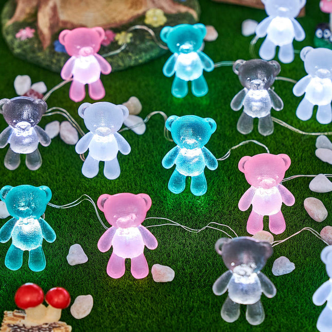 JASHIKA Teddy Bear Decorative Lights Teddy Bear s Cute Indoor String Lights Bedroom Fairy Lights Christmas lights Valentine’s Day Decor 8.5ft 20LED USB or Battery Operated String Lights Ornaments