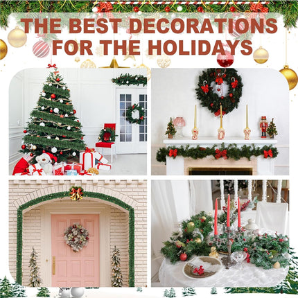 55 Feet Christmas Garland - 3 Stands Artificial Evergreen Garland Soft Greenery Garland Set for DIY Christmas Decoration, Non-Lit Indoor Outdoor Garlands for Stair Railing/Mantle/Holiday/Party Decor