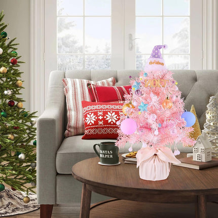 Mini Christmas Tree with Light and Music, Small Christmas Tree, with Spinning Base, Sing Jingle Bells,20 INCH Tabletop Christmas Tree, Flocking Material with Christmas Decor, Small Xmas Tree