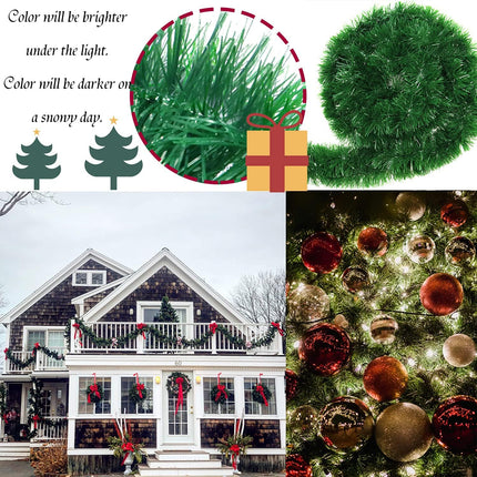 50 Feet Green Tinsel Garland,Artificial Christmas Pine Decorative Garland,Garland Decoration for Christmas Decor Holiday Wedding Decoration