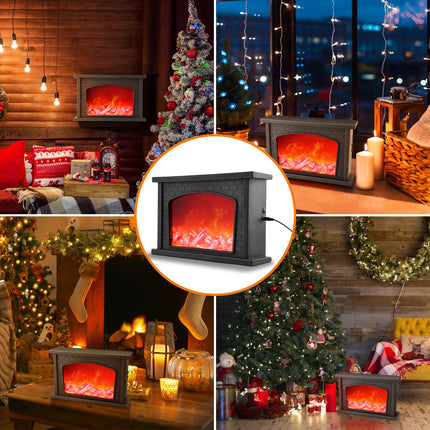 Fireplace Lights, IMAGE Fireplace Lantern LED Flame USB/Battery Powered, Flameless Fire Light for home Decor, Christmas Ornaments