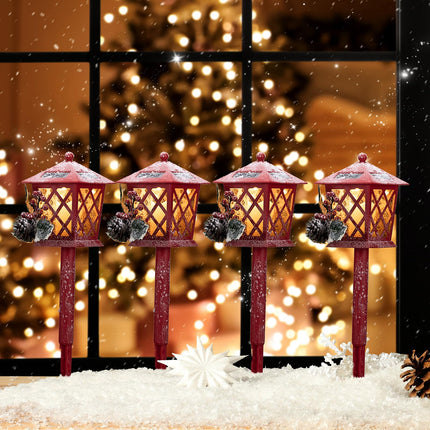 4Pack Solar Christmas Pathway Lights Outdoor Garden Decorations Landscape LED Lights for Holiday Outside Yard Lawn Decor