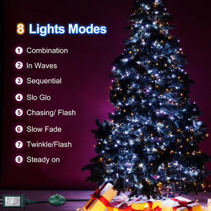 6 ft Power Cord with UL Certification LED Transformer 8 Light Modes for Christmas Tree Light Raintight Foot Switch 5/8 Inch Plug Compatible Replacement Holiday Light Connector for LED String Holiday