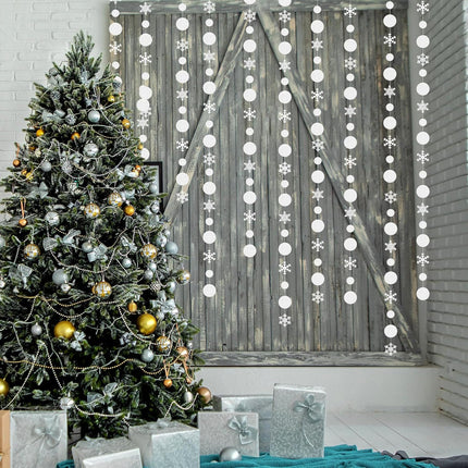 Silver Snowflake-Snow White-Christmas Party-Decorations Garland - 4pcs Winter Wonderland Hanging Streamers,Frozen Baby Shower Birthday Year Bridal Ceiling Banner Backdrop Decor Burgleda