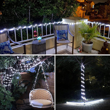 JMEXSUSS 120 LED Solar Powered Rope Lights Outdoor,39.4ft 8 Modes Solar Rope Lights,Waterproof Solar Rope Tube for Fence,Gazebo,Yard,Walkway,Path (White)
