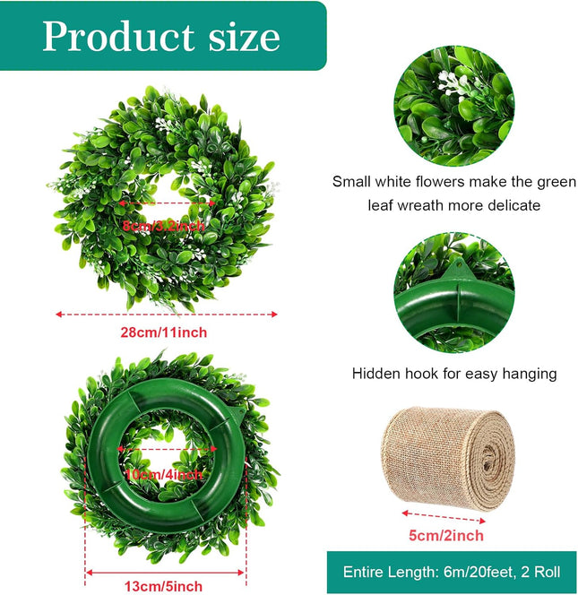 Unittype 4 Pcs Christmas Kitchen Cabinet Wreaths 11 Inch Mini Xmas Faux Artificial 2 Roll Gold Ribbons for Door Farmhouse Hanging Wall Window Door Hanging Xmas Decoration
