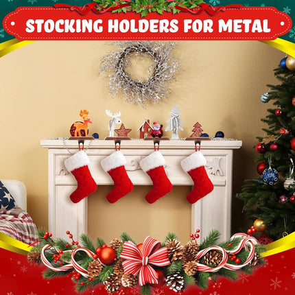 Yexiya 12 Pcs Christmas Stocking Hangers for Stairs Mantel Metal Garland Holders Weighted Fireplace Hanger Xmas Stocking Hanging Hooks DIY Blank Stocking Holders Bases for Holiday Counter (Copper)