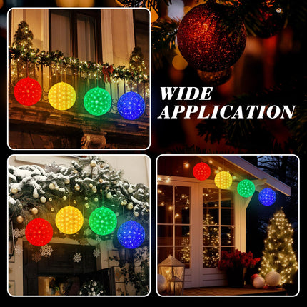8 Pcs Christmas Lights Ball 5.5 in 100 Led Starlight Sphere Lights Christmas Hanging Sphere Lights with Stackable Plug S Hook for Trees Xmas Party Weddings Porches Indoor Outdoor Decorations