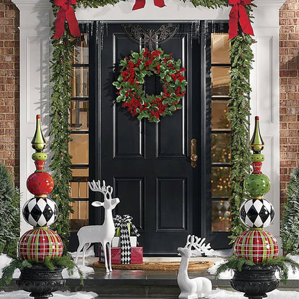 18" Christmas Wreath for Front Door Artificial Wreath with Berry Clusters and Holly Leaves for Christmas Thanksgiving Winter Holiday Decoration