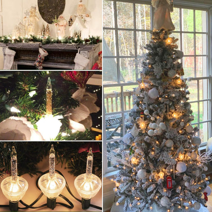 Bubble String Lights, 2 Pcak 9 Counts Traditional Clear Bubble Bulbs with Silver Glitter, Christmas Bubble Lights for Tree Holiday Christmas Celebrations Lighting, Green Wire