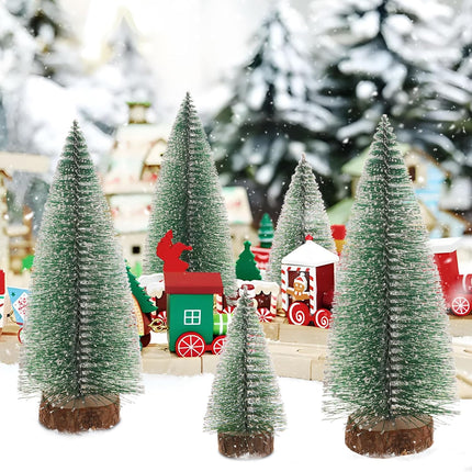 Mini Christmas Trees 6pcs, Small Bottle Brush Trees, Artificial Tabletop Christmas Tree Decorations for Indoor, Office, Outdoor, Home Room, Table, Party Decor
