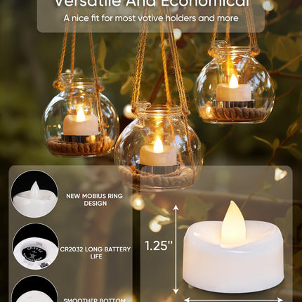 LED Candles with Remote and Timer, 12PCS Flameless Tea Lights Candles Battery Operated, Remote Control Tea Lights with 6/8 H Timer for Halloween Christmas Holiday Warm White