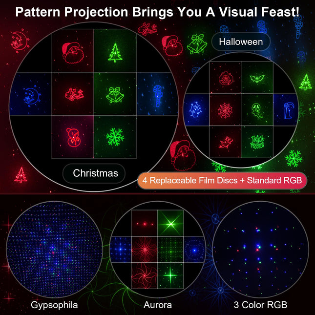 Christmas Laser Lights Outdoor, 5 in 1 Laser Christmas Projector Lights Outdoor, 3 Color Moving Holiday Projector Lights Outdoor with RF Remote and Timer, Firefly Star Shower Light for Home Party