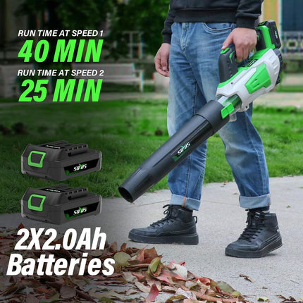 Leaf Blower Cordless Battery and Charger SOYUS 20V Blowers for Lawn Care 350CFM Leaf Blower Battery Operated for Leaf Blowing Debris Dust Cleaning Snow Blower 2PCS 2.0Ah Batteries Included