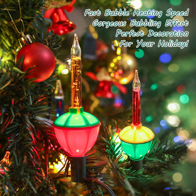Christmas Bubble Lights - Multicolor Bubble Lights String with 14 Clear Bulbs, 14FT Vintage Christmas Lights with C7/E12 Base Traditional Christmas Lighting for Christmas Tree Xmas Party Holiday Decor