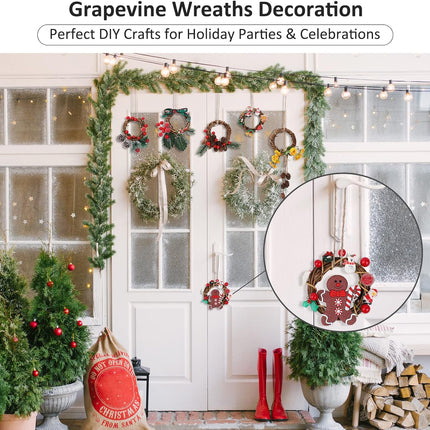 Ruisita 24 Pieces Grapevine Wreaths Vine Branch Wreath Natural 3 Inch Christmas Rattan Wreath Garland Decoration for Christmas Holiday Craft or Wedding Supplies
