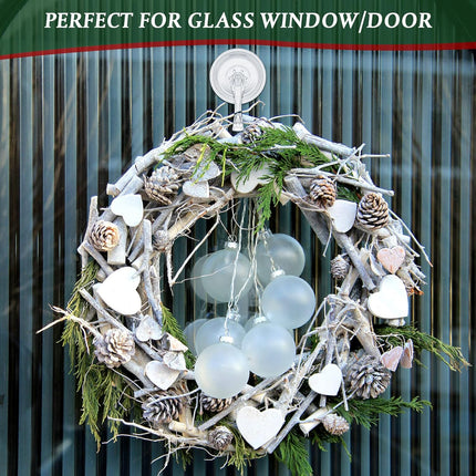 Yookeer Christmas Wreath Suction Cup Hooks Wreath Hanger Suction Cup Heavy Duty Reusable Suction Cups Large Clear Suction Wreath Hanger for Glass Door Window Hanger(12 Pcs)