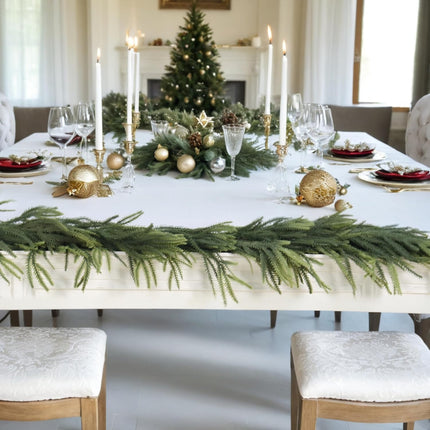6ft Norfolk Pine Garlands, Real Touch Winter Pine Garland, Artificial Nature Touch Greenery Garland for Table,Mantle, Wall, Indoor, Outdoor Christmas Decorations