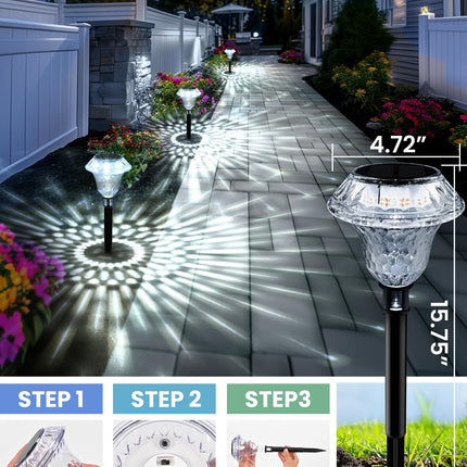 SOLPEX Solar Lights Outdoor, Pathway Garden Decor Lights, Solar Powered Waterproof Decoration for Patio Front Porch Yard Outside Landscape Lighting(8 Pack Cold White)