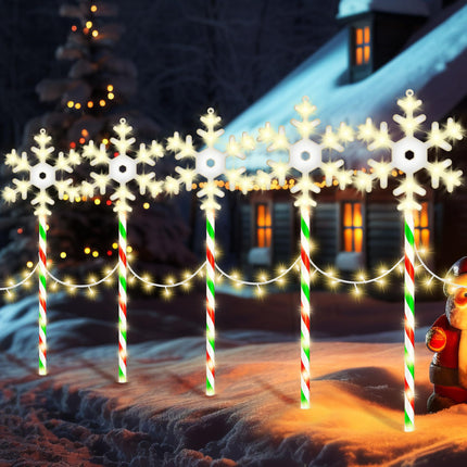 Christmas Pathway Lights Snowflake Outdoor 10PK 28inch 250LED 8 Modes Yard Decoration Flashing Waterproof Outdoor Lighted Up Christmas Light Decor for Garden Yard (R&G)