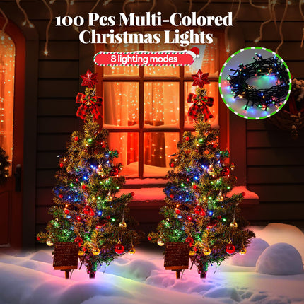 Solar Christmas Tree Lights Outdoor, 39 Inches Solar Powered Christmas Lights Outdoor Waterproof, 100 LED Christmas Decorations Lights Outside, 8 Modes Outdoor Xmas Tree Decor For Yard Garden Cemetery