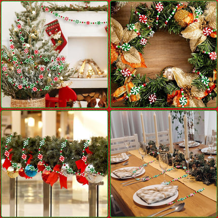 Christmas Candy Garland, Christmas Tree Garland Christmas Decorations Hanging Peppermint Hanging Christmas Tree for Meeting Wreaths Home Fireplace Ornaments (10 Feet)