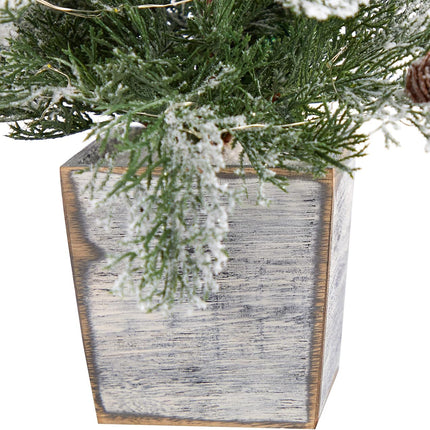 Nearly Natural 2ft. Frosted Pre-Lit Artificial Christmas Tree with Pinecones in Decorative Planter