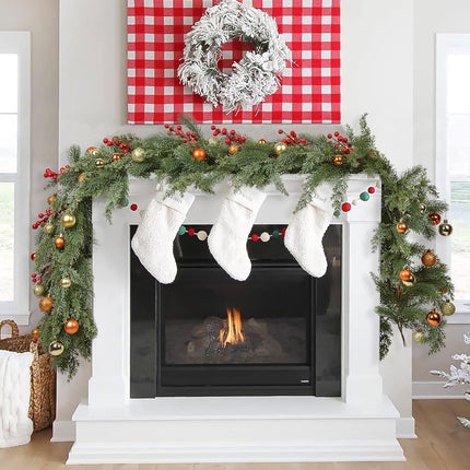 6Ft Artificial Pine Christmas Garland, Winter Greenery Garland for Holiday Season Fireplace Mantel Table Runner Centerpiece Decor