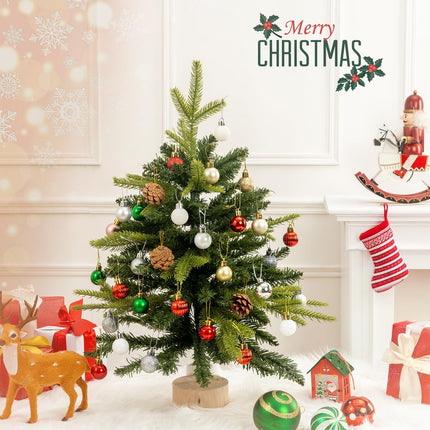 100 Pcs Mini Christmas Ball Ornaments Set, 1.18'' Red Green and White Small Shatterproof Xmas Tree Ornament Hanging Ball Bulk Decorations for Holiday Party, Wreath, Garland, Winter Decor