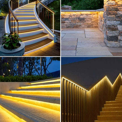 32.8FT 600LED Solar LED Strip Lights Outdoor, Outdoor String Lights Waterproof, 8 Modes Solar Rope Lights with Remote for Step, Stair, Deck, Fence, Patio,Yard Decor(Warm White)