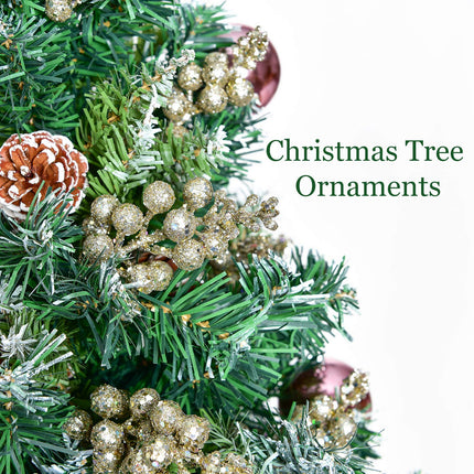 Lvydec 16pcs Christmas Glitter Berries Stems, 7.8" Artificial Christmas Picks for Christmas Tree Ornaments, DIY Xmas Wreath, Crafts, Holiday and Home Decor (Champagne)