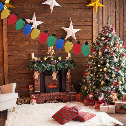 Christmas Light Bulb Banner Glittery Christmas Light Bulb Garland Banner Xmas Christmas Gingerbread Birthday Candies Theme Party Decoration Supplies Red Green Gold Blue
