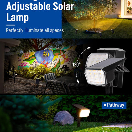 Solar spotlights Outdoor 63 LED 3 Lighting Modes, IP65 Waterproof Lighten Yard Garden House Garage Pathway for Christmas Decorations-4 Pack