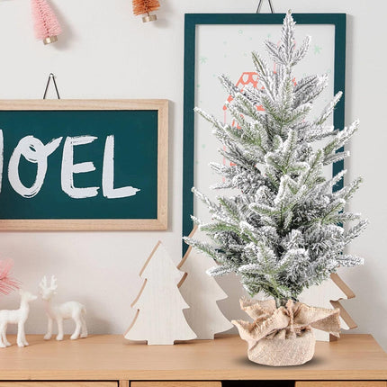 3FT Flocked Christmas Tree, Premium Xmas Tree with 496 PE&PVC Mixed Branch Tips, Unlit Premium Fir Christmas Tree for Home, Office, Party Decoration, White