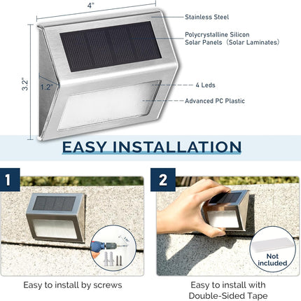Solpex Solar Step Lights, 12 Pack Stair Lights, Outdoor Fence Lighting, Solar Powered Deck Lights Waterproof 4 Leds For Stairway