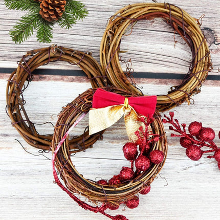 Grapevine Wreath Set, Marrywindix 16 Pieces Natural Vine Branch Wreath Christmas DIY Rattan Wreath Garland for Christmas Holiday Craft Wedding Decor (4 in.)