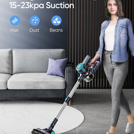 Cordless Vacuum Cleaner,23Kpa Powerful Cordless Vacuum,40 Mins Runtime,Detachable Battery,1.5L Dust Cup,6 In 1 Lightweight Cordless Stick Vacuum Cleaner For Hardwood Floor Pet Hair,Car,Blueblack