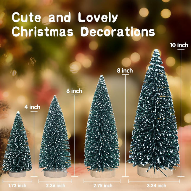 5PCS Mini Trees 4/6/8/10 inch Mini Christmas Tree Plastic Winter Snow Ornaments Tabletop Trees for Holiday Party DIY Room Decor Home Table Top Christmas Decoration (Green)